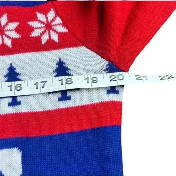 NFL Team Apparel New York Giants Ugly Christmas Sweater Red White Blue | Size M - Picture 4 of 5